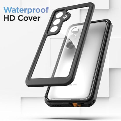 Encased Waterproof Belt Case Designed for Samsung Galaxy S24 Plus - Full Body Protective Case with Screen Protector Built-in with Holster Clip (Clear/Black) (S24 Plus) - size: S24 Plus