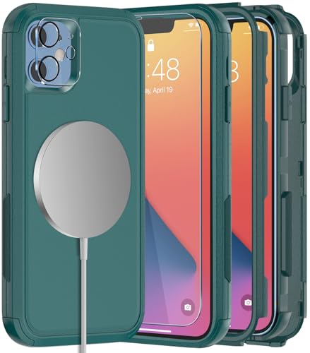 Diverbox for iPhone 11 Phone Case,iPhone 11 Magnetic Case [with Screen Protector & Camera Lens Protector ] Heavy Duty Phone Case for iPhone 11 Case (Magnetic Dark Green) - color: Magnetic Dark Green