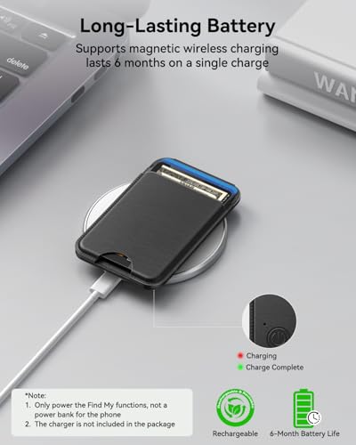 TWZKG for MagSafe Wallet, Works with Apple Find My,5 Card Holder with Stand, Magnetic Phone Wallet for iPhone 17/16/15/14/13/12 Pro Max Plus Air, RFID Blocking Vegan Leather,Black - color: Findmy Black