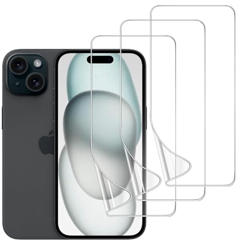 3 Pack TPU Screen Protector for iPhone 15, Self-Healing HD Clear Soft Flexible Hydrogel Film Compatible with iPhone 15 6.1" - Scratch-Resistant, Bubble Free, Easy Installation - size: iPhone 15