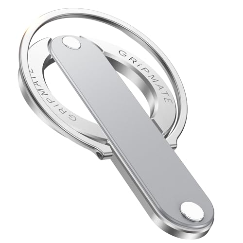 GripMate 2nd Magnetic Phone Ring Holder, Slim MagSafe Finger Loop Grip - color: Silver