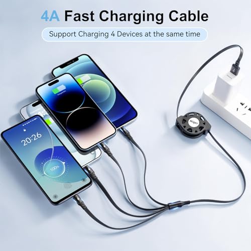 Multi Charging Cable,[2Pack 4Ft] Retractable Phone Charger for All Devices
