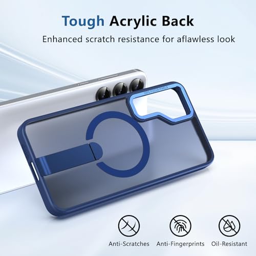 for Samsung 25-Plus Case/Samsung 24-Plus Case with Kickstand: Compatible with MagSafe Funda para Samsung S25 Plus/S24 Plus, Rugged Protection, Slim Fit & Matte Translucent Case, Navy Blue - color: Navy Blue, size: Galaxy S24/S25 Plus 6.7"
