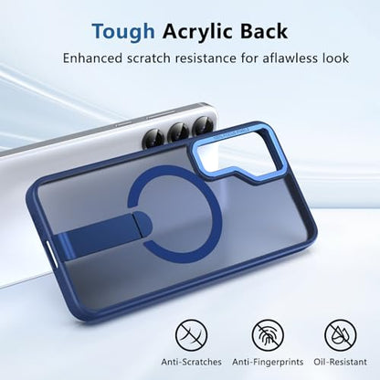 for Samsung 25-Plus Case/Samsung 24-Plus Case with Kickstand: Compatible with MagSafe Funda para Samsung S25 Plus/S24 Plus, Rugged Protection, Slim Fit & Matte Translucent Case, Navy Blue - color: Navy Blue, size: Galaxy S24/S25 Plus 6.7"