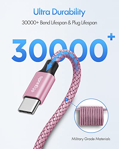 etguuds USB C to USB C Cable 6ft, 2-Pack 60W C to C Cable Fast Charging - color: Pink, size: 6ft