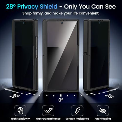 Caka Magnetic for Samsung Galaxy Z Fold 6 Case with Hidden Kickstand Black - color: Black
