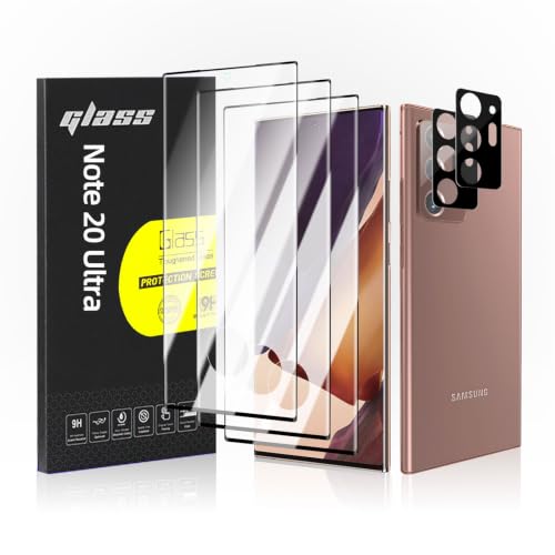 3+2 Pack Galaxy Note 20 Ultra Screen Protector, 9H Tempered Glass, HD Clear, Fingerprint Compatible, Camera Lens Protector for Samsung Galaxy Note 20 Ultra 5G 6.9 Inch - size: Galaxy Note 20 Ultra 6.9 inch