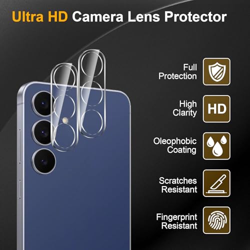 2 Pack Privacy Screen Protector for Samsung Galaxy S25 FE With 2 Pack Camera Lens Protector, Anti Spy Tempered Glass Film, 9H Hardness, Black Protector, Anti-Scratch, Bubble Free - size: Galaxy S25 FE FK22