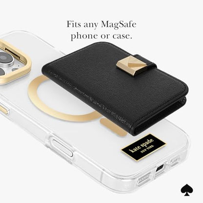 kate spade new york Deco Magnetic Card Holder/Wallet - Black | Stylish Phone Wallet - Compatible w/MagSafe Phones & Cases -Detachable MagSafe Wallet for iPhone 17 Pro Max/16/15/14/Pixel 10 - color: Deco - Black