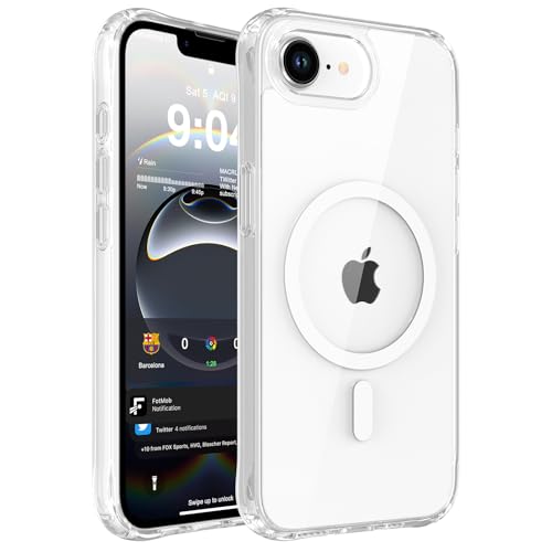 WRJ Magnetic Clear Case for iPhone 17e/iPhone 16e 6.1-Inch, [Compatible with Magsafe] [Military Grade Drop Protection] Non-Yellowing Anti-Scratch Ultra Slim Transparent Shockproof Phone Case-Clear - color: Clear, size: For Iphone 17e/16e 6.1 Inch