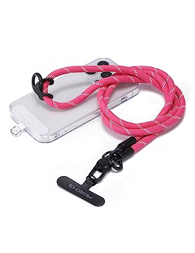 Phone Lanyard×1,Phone Tether Tab×2,Cell Phone Lanyards for Around the Neck,Rope Lanyard,Universal Adjustable Phone Strap Crossbody,Cell Phone Chain(Magenta) - color: Magenta