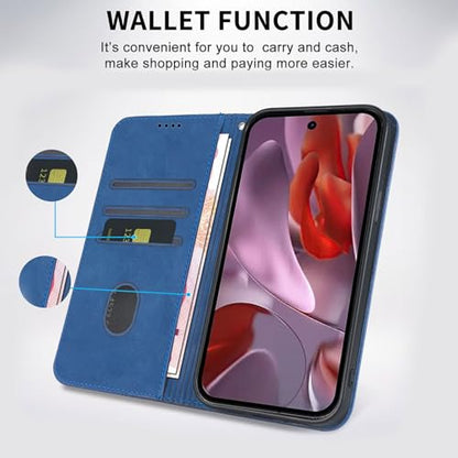Wallet Case for Google Pixel 9A 2025 6.3 Inch - PU Leather Flip Cover with Card Holder Slots, Strong Magnetic Folio Kickstand Phone Case, Blue - color: Blue, size: google pixel 9a 6.3"