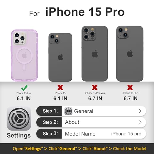 Follaroma Magnetic for iPhone 15 Pro Case, Heavy Duty Phone Cases, Purple | Compatible with MagSafe, Heavy Duty Shock proof Protection, Military-Grade Anti-Drop, Dual Layer Transparent Protective Cover - color: Purple, size: iPhone 15 Pro 6.1''