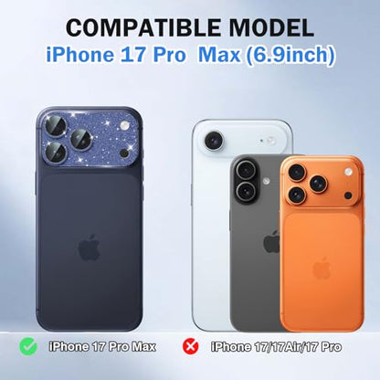 Camera Lens Protector for iPhone 17 Pro Max, Bling Glitter Women - color: Sparkly Blue