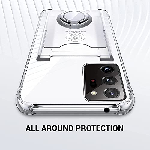 Shields Up for Samsung Galaxy Note 20 Ultra Case with Card Holder, Clear | Minimalist Wallet Case, 3 Card Slots, 360° Rotation Ring Stand/Kickstand, [Drop Protection] Slim Protective Cover - size: Galaxy Note 20 Ultra