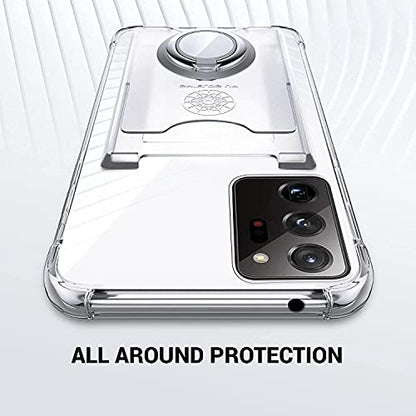 Shields Up for Samsung Galaxy Note 20 Ultra Case with Card Holder, Clear | Minimalist Wallet Case, 3 Card Slots, 360° Rotation Ring Stand/Kickstand, [Drop Protection] Slim Protective Cover - size: Galaxy Note 20 Ultra