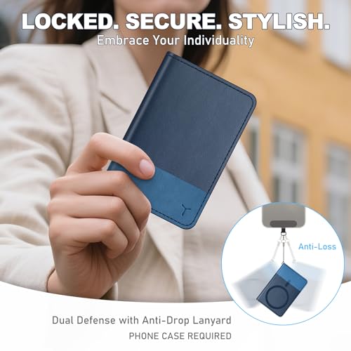 TUCCH Magnetic Wallet for Magsafe iPhone, 6 Card Holders, Blue & Light Blue | for iPhone 17/17e/16/15/14/13/12 Pro/Pro Max/Plus, RFID Blocking, Flip Card Case, Clear ID Window, PU Leather - color: Blue & Light Blue