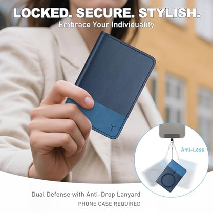 TUCCH Magnetic Wallet for Magsafe iPhone, 6 Card Holders, Blue & Light Blue | for iPhone 17/17e/16/15/14/13/12 Pro/Pro Max/Plus, RFID Blocking, Flip Card Case, Clear ID Window, PU Leather - color: Blue & Light Blue