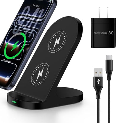 Wireless Charger Fast Charging Stand for Samsung Galaxy S26 Ultra S26+ S25 Ultra S24FE Z Flip/Fold7 S23,iPhone 17 Pro Max 16Plus,Pixel10,Android Wireless Charger Station Desk Dock with Adapter