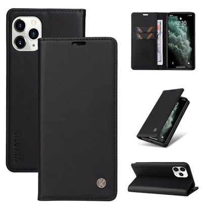 Caseurban Compatible with iPhone 11 Pro Wallet Case PU Leather Flip Folio Case with Card Holder Magnetic Closure Shockproof Protective Phone Cover Black - color: Black, size: iPhone 11 Pro