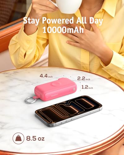 RORRY Flow Portable Charger 10000mAh 40W Wall Plug Power Bank Battery Pack - color: Berry Red
