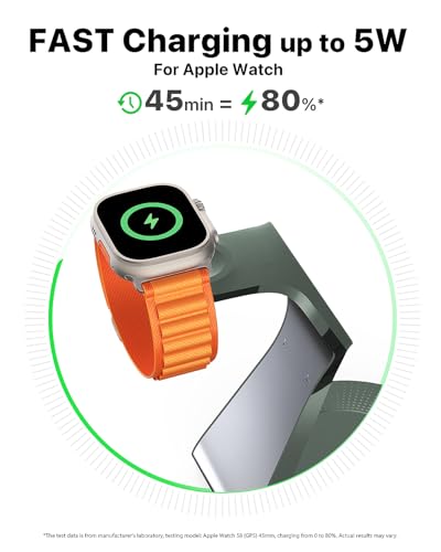3 in 1 Charging Station for Apple Devices, Mag-Safe Charger Stand Fast Charging, Wireless Charger for iPhone 16/15/14/13/12 Series, & AirPods, & iWatch (USB-C Charger Included) - color: Green