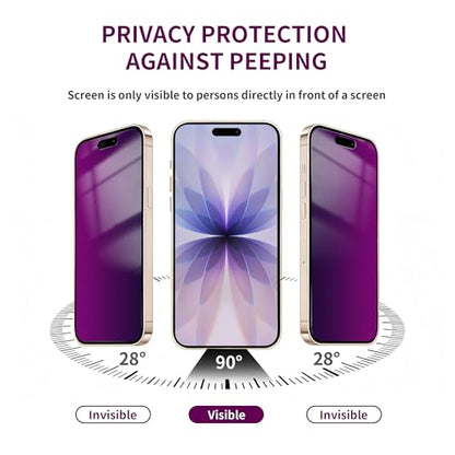 2 Pack Privacy Screen Protector for iPhone 17 Tempered Glass 6.3'' Private Saver Anti-Spy Eye Protection Anti-Scratch Full Coverage No Bubble