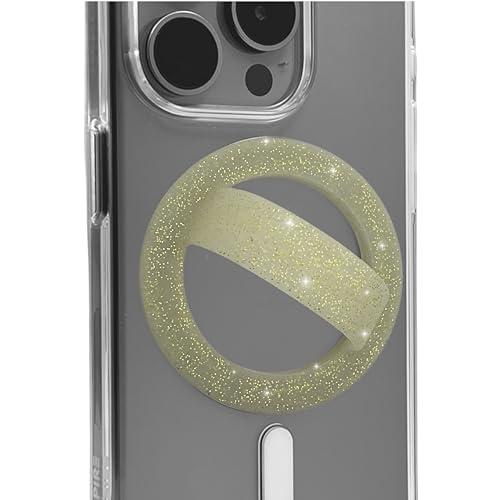 Magnetic Silicone Phone Grip Loop Holder for MagSafe iPhone Case - color: Gold Sparkle