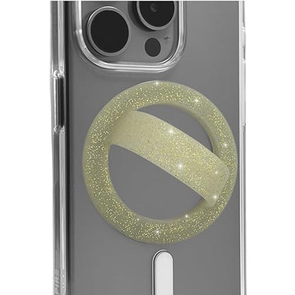 Magnetic Silicone Phone Grip Loop Holder for MagSafe iPhone Case - color: Gold Sparkle