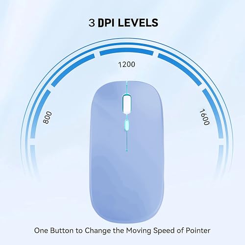 WREANU Wireless Bluetooth Mouse, Rechargeable Laptop Mice, Blue - color: Blue