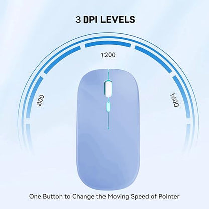 WREANU Wireless Bluetooth Mouse, Rechargeable Laptop Mice, Blue - color: Blue