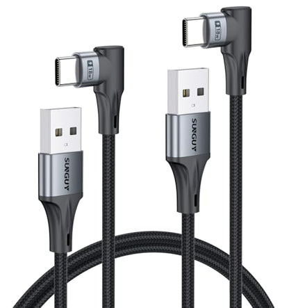 SUNGUY Right Angle USB A to USB C Cable 3FT 2Pack, 90 Degree USB C to USB A - size: 3FT+3FT