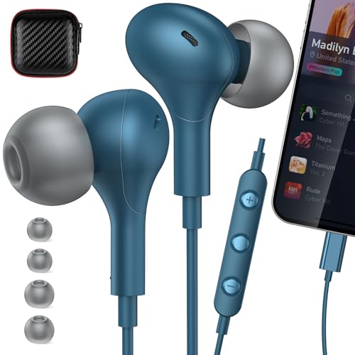 ACANDYA MFi-Certified Lighting Earbuds for iPhone 14 13 12 Pro Max Lakeblue - color: Lake Blue