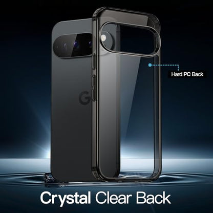 JETech Case for Google Pixel 10/10 Pro, Anti-Yellowing, Obsidian Black | Shockproof Protection, Scratch Resistant Hard PC Back, Durable Transparent TPU Bumper - color: Black, size: Pixel 10/10 Pro