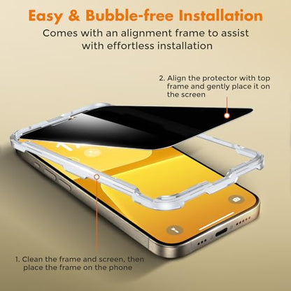 UNBREAKcable Privacy Screen Protector for iPhone 15 Pro, 2-Pack - size: iPhone 15 Pro