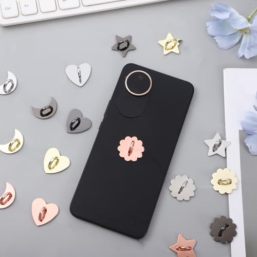 16 Pcs Metal Phone Finger Grip Hook Cute Heart Phone Charm Hooks Heart-Shaped Universal Adhesive Metal Hook Adhesive Smartphone Finger Ring Stand for Cellphone Case Pad Tablet DIY Accessories