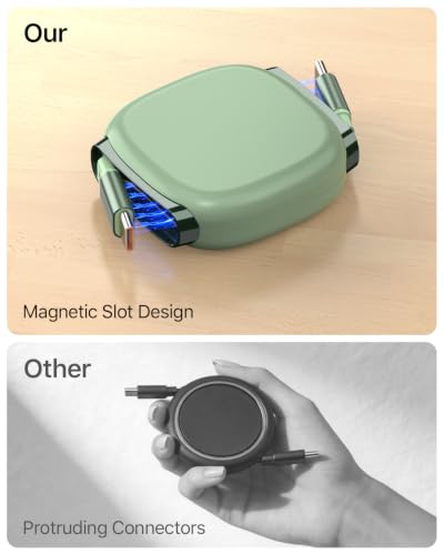 240W Retractable USB C Cable,3.3ft,Tea Green, 2Pack - color: Tea Green, size: 2Pack-3.3ft