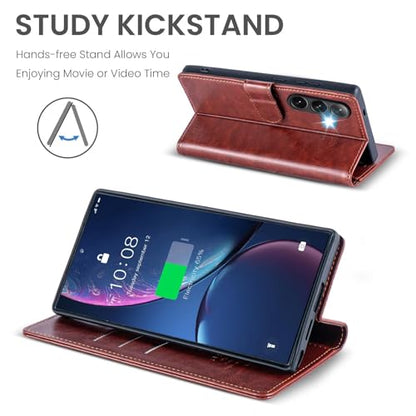 FLIPALM Wallet Case for Samsung Galaxy A16 5G, Brown | Card Holder, RFID Blocking, PU Leather Folio Flip, Kickstand, Protective Shockproof Cover - color: Brown