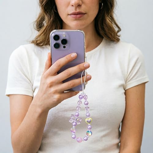 Beaded Phone Charm Lanyard Strap Girly Style Fixed Beads Pearl Lanyards - color: PH-dchd-3