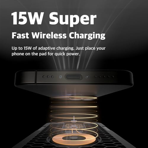 POUT H3 Split Wireless Charging Mouse Pad – Fast Qi Charger with Magnetic Attachment – Smooth Surface & Anti-Slip Base – Compatible with Smartphones and Earbuds (Latte Cream)