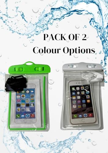 Waterproof Phone Pouch 2 Pack, Universal IPX8 Phone Dry Bag Case with Lanyard, Clear Touch Screen for iPhone, Samsung & Android, Fits Most Phones (Green and White) - color: Green and White