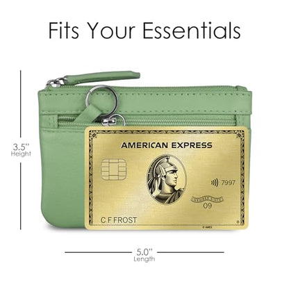 ili New York Leather Mini Compact Coin Purse - Sage - color: Sage