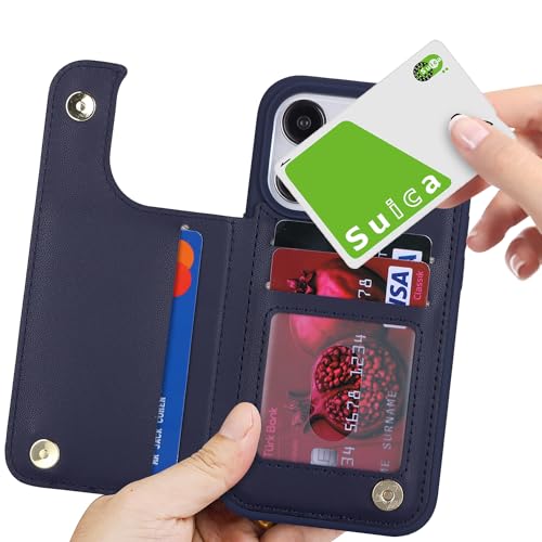 iCoverCase Compatible with iPhone 13 Pro Case with Card Holder, Wallet Phone Case for Women Men RFID Blocking PU Leather Protective Case 6.1 Inch (Dark Blue) - color: Dark Blue