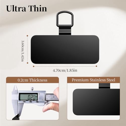 Dadanism Phone Tether Tab 2 Pack, Ultra-Thin Stainless Steel Lanyard Patch - color: Black, style: Style B - 2 Pack