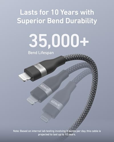 Anker USB C to Lightning Cable, Upcycled-Braided USB C to Lightning Cord, Ultra-Fast Charging Cable for iPhone 14/13/12/11 Series and More (3FT) (Pack of 2) - size: 3FT (Pack of 2)