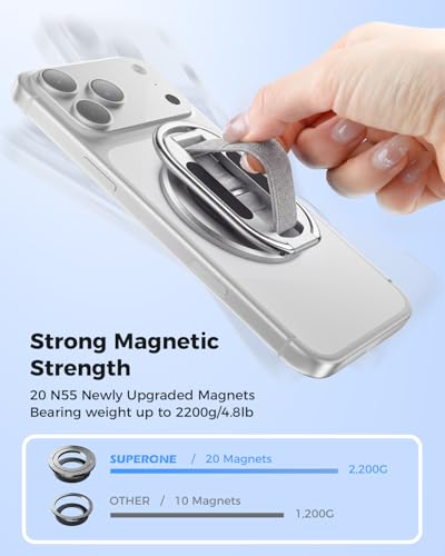 SUPERONE Dual-Sided Magnetic Phone Grip Kickstand for Magsafe Ring Holder - color: Sliver