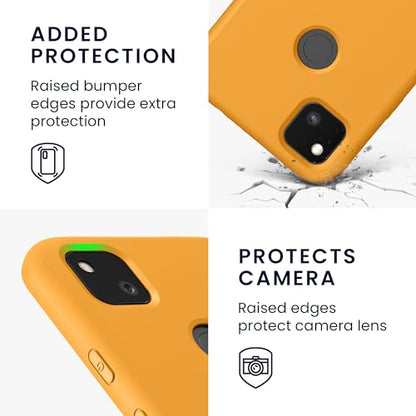 kwmobile Case Compatible with Google Pixel 4a Case - Slim Protective TPU Silicone Phone Cover - Mango - color: Mango