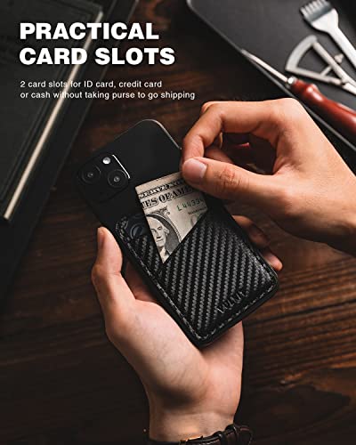 VULKIT Phone Card Holder Wallet Leather Adhesive Pocket RFID Blocking Credit Card Sleeves Stick Back of Phone Smartphones Carbon Fiber Black - color: Carbon Black