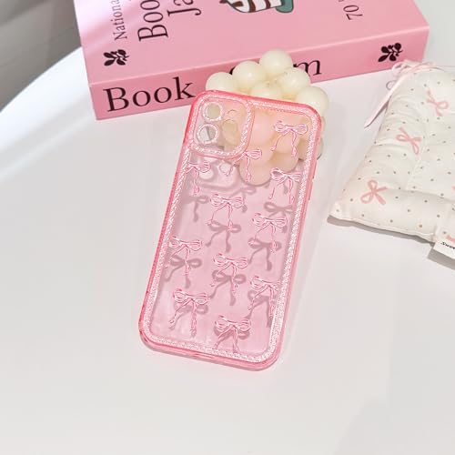NITITOP Compatible with iPhone 11 Case Cute Clear Pink Glitter Bow Knot Design Shiny Star Sparkle Bling Diamond Girls Women Soft TPU Shockproof Protective Phone Cover - Large Bow - color: Large Bow, size: iPhone 11