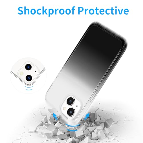 JJGoo Compatible with iPhone 15 Case Clear, Soft Clear TPU Phone Cases, Shockproof Transparent Bumper Cover Slim Thin Phone Case, Gradient Black - color: Gradient Black